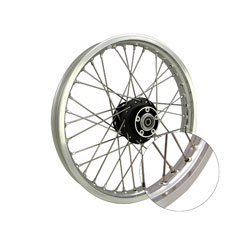 Speichenrad, 1,5x16 Zoll für Scheibenbremse (Nabe schwarz, Alufelge, Edelstahlspeichen) S51-S83