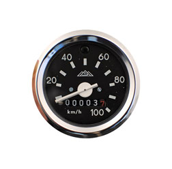 Tachometer mit Beleuchtung und Blinkkontrollleuchte grün - mit Chromring - ø 60 mm - 100 km/h - S51, S53, S70