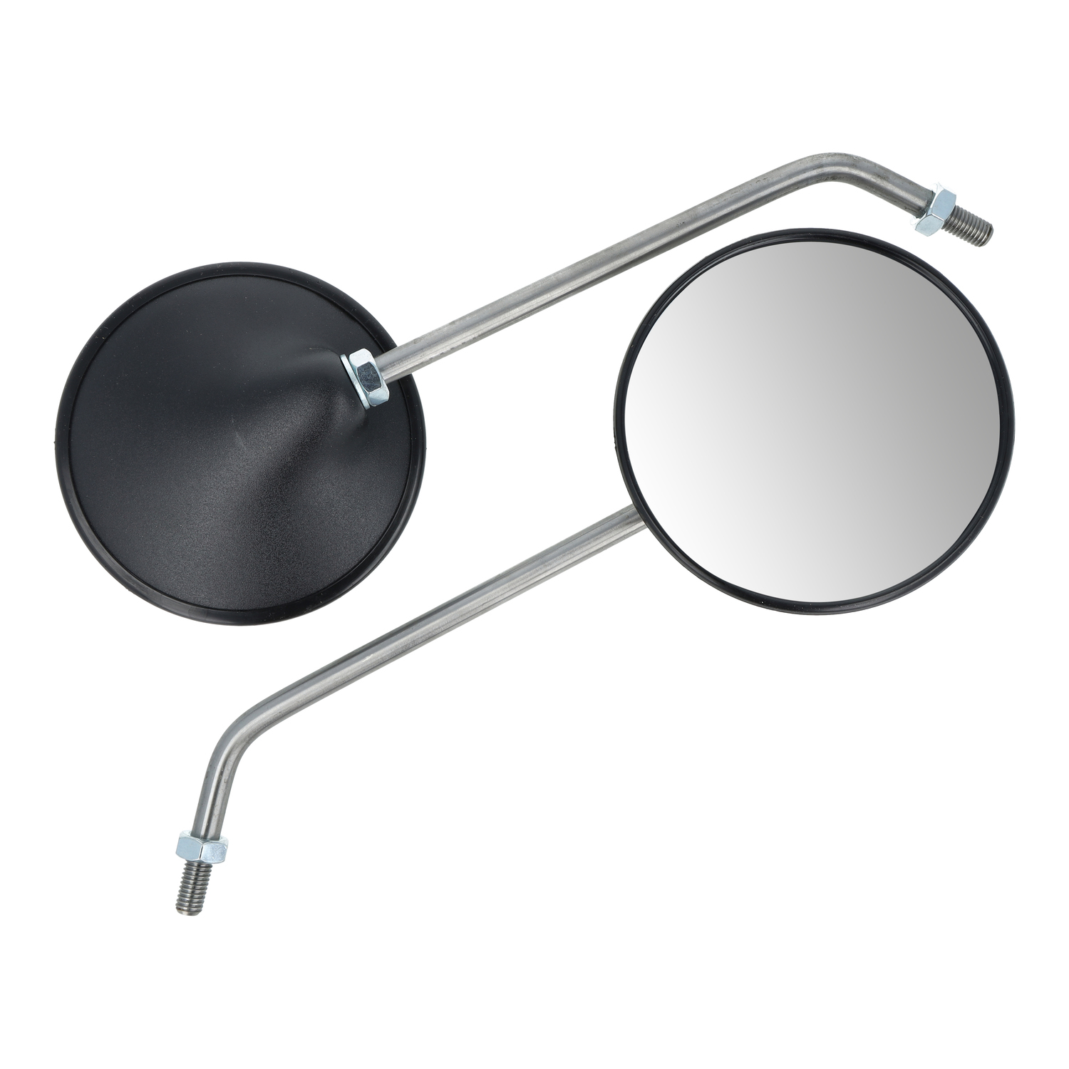 1 Paar = 2x Rückblickspiegel, Rückseite Nockenform/ Muschelform - Gewinde M10, Ø122mm - Spiegelarm Edelstahl