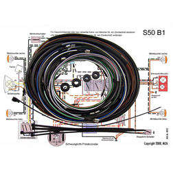 Kabelbaumset S50 B1 6V Kontaktzündung, inkl. Schaltplan